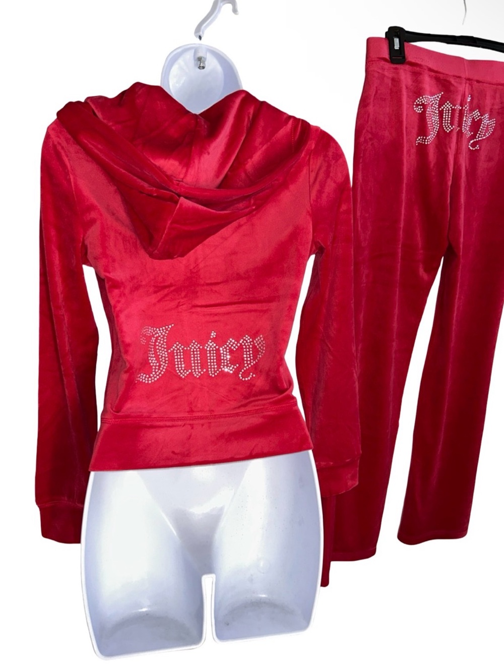 JUICY COUTURE COCO RED OG BLING RHINESTONE VELOUR TRACKSUIT SWEATSUIT NWT